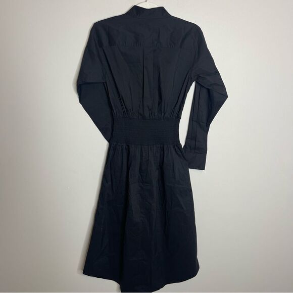 black $250 Thakoon Smocked Waist Maxi Dress With Ladder Trim In BLACK - Picture 9 of 10